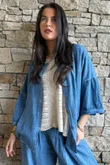 Loom & Thread Pin Tuck Blouse Washed Denim /40=